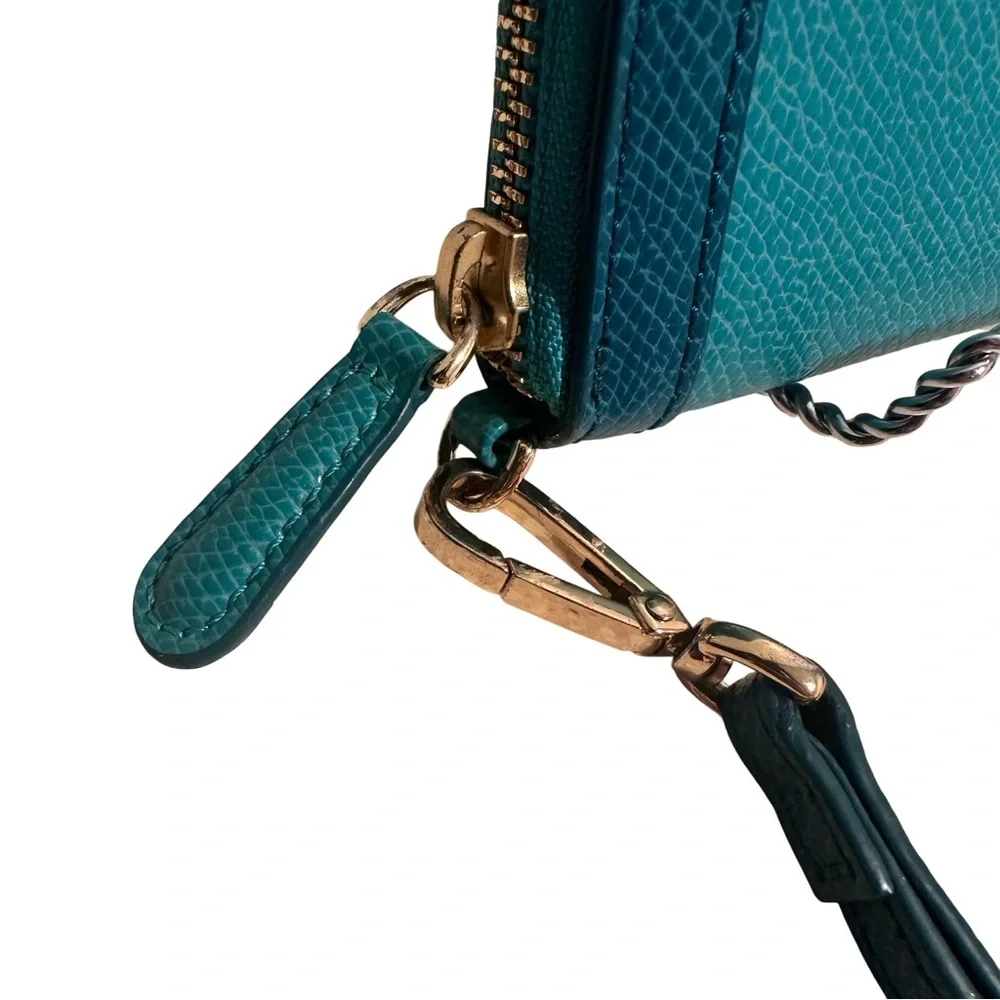 Vera Bradley Leather Two-Tone Teal Wristlet Wallet with Removable Strap Like New - Picture 5 of 12